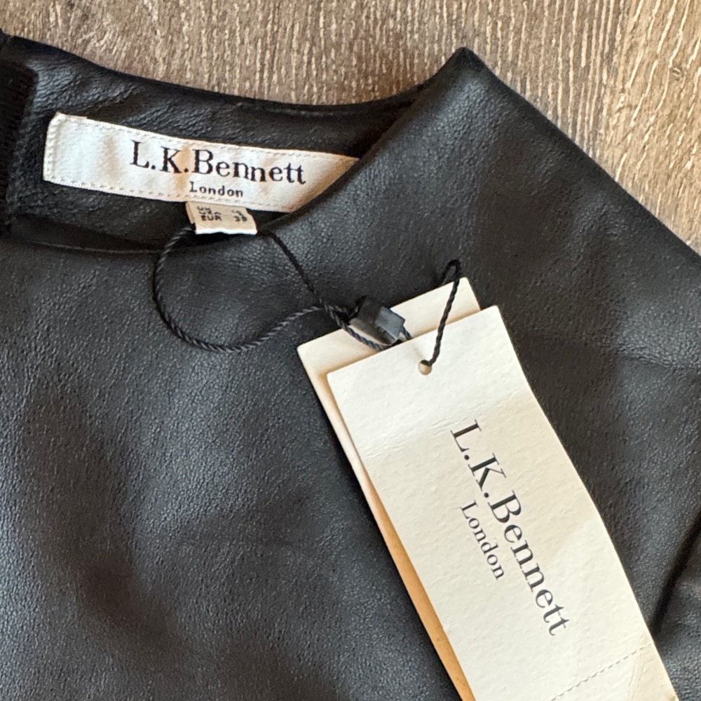 LK Bennett Black Leather Mini Dress AS0160 - Picture 2 of 9